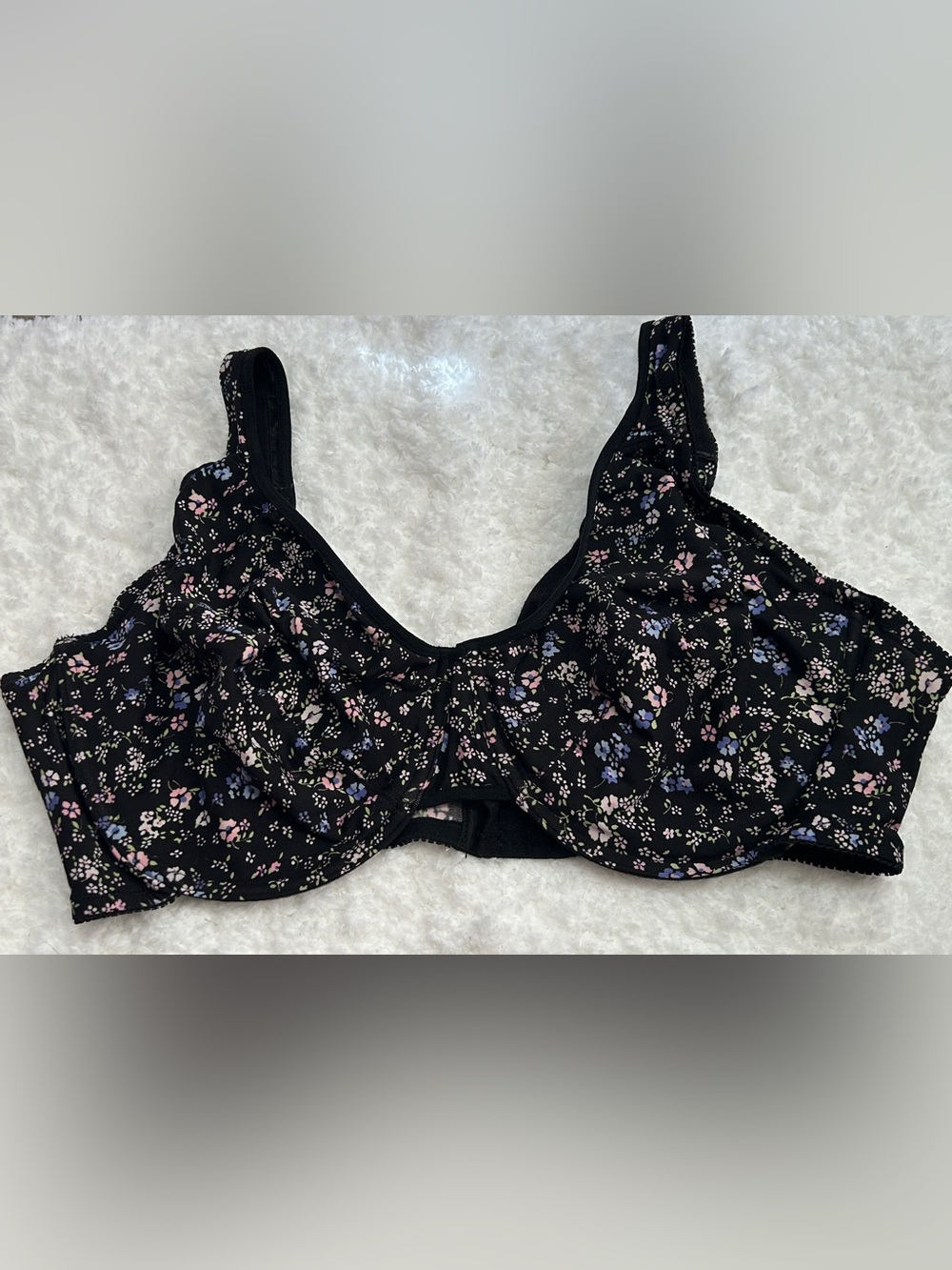 Fruit of the Loom Black Floral Underwire Bra
